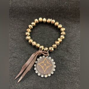 Upcycled “Logo” Stretch Bracelet